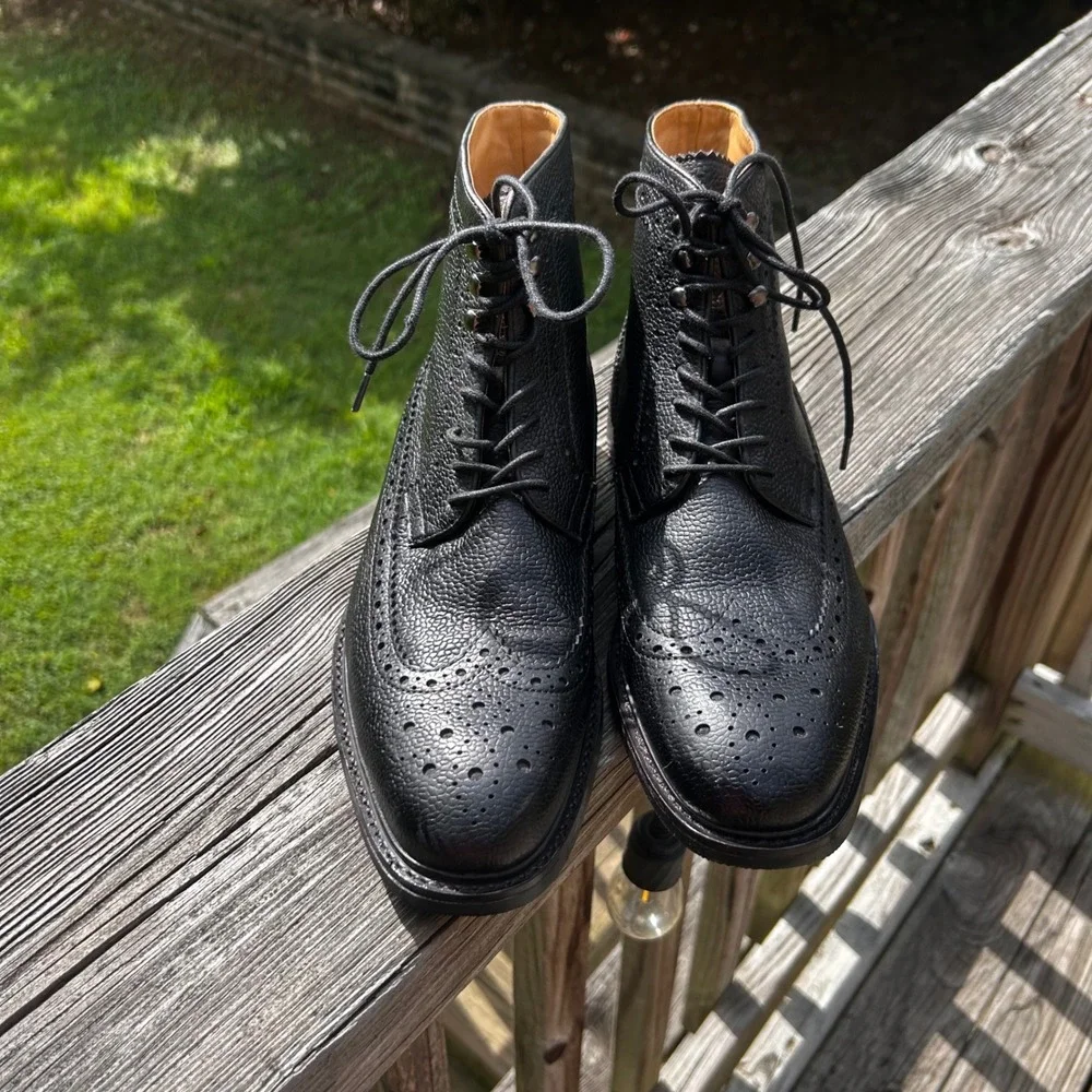 Aldo Larewiel Dress Boot Wingtip 12 Black Dark Academia Heritage Core Brogue